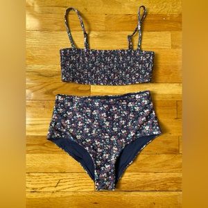 Navy Blue Floral Bikini